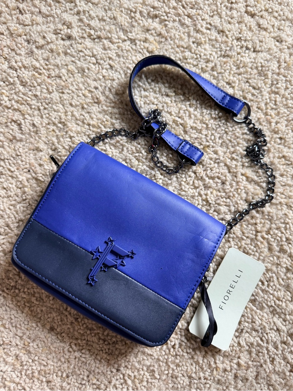 Fiorelli Nightfalls Small Flap Shoulder Crossbody Bag Blue Black NWT FH8730